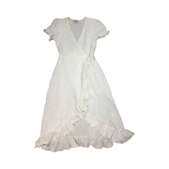 En Saison Nala Ruffled Wrap Midi Dress | White  | Size M Costal Cowgirl Beach - Picture 7 of 10